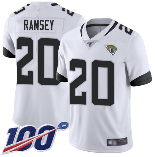 Jacksonville Jaguars #20 Jalen Ramsey White Youth Stitched NFL 100th Season Vapor Limited Jersey->youth nfl jersey->Youth Jersey